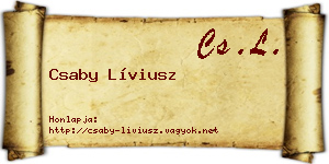 Csaby Líviusz névjegykártya